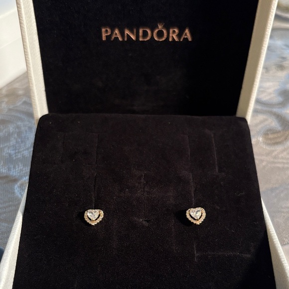 Pandora Jewelry - Pandora Gold and Silver Heart Earrings